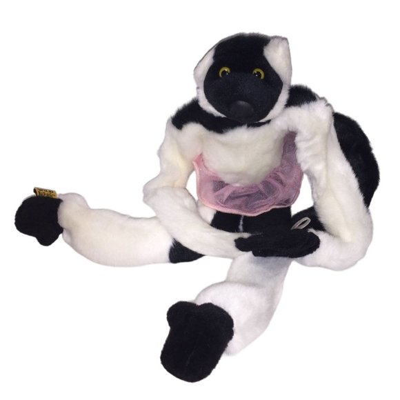 Vintage WILD REPUBLIC White and Black Lemur with Yellow Eyes, Black Tail and Pin - Picture 3 of 10